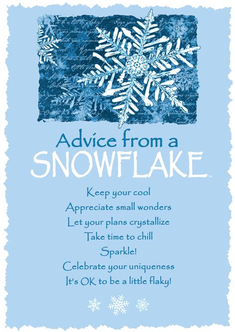 Advice from a Snowflake Blank Greeting Card. | Christmas quotes, Snowflake quote, Snowflakes