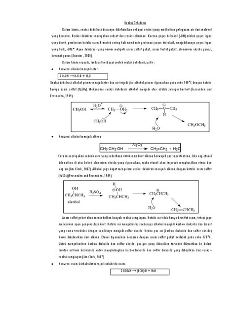 Reaksi Dehidrasi Oleh Asam Sulfat