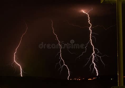 Dramatic View of Lightning Strikes at Night Stock Photo - Image of light, city: 221882662