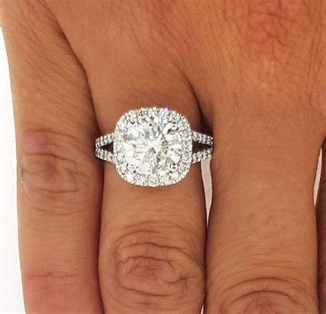 3.50 Ct Round Cut Cushion Halo Diamond Engagement Ring