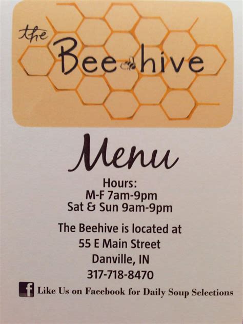 The Beehive Menu, Menu for The Beehive, Danville, Indianapolis - Urbanspoon/Zomato