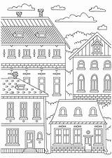 MAGIC TOWN Coloring Page Adult Printable  Etsy sketch template