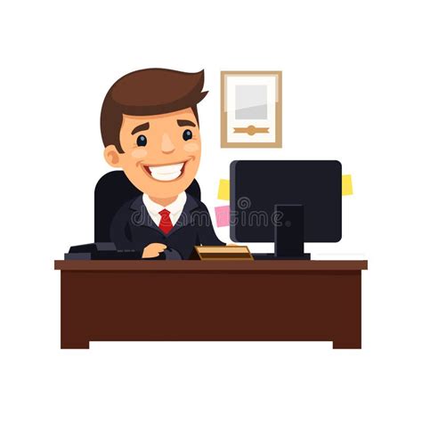 Boss Sitting At His Desk Stock Vector - Image: 53948600