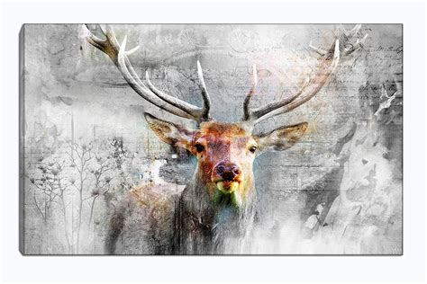 Buy Faxiasho Deer Wall Art Painting Black and White Canvas Print Artwork Animal Pictures on ...