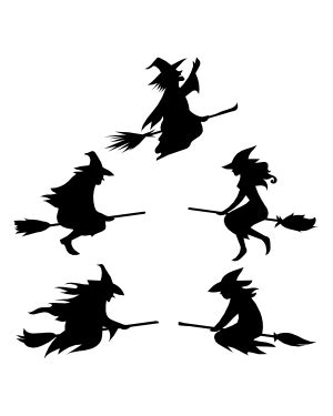 Cute Flying Witch Silhouette Clip Art