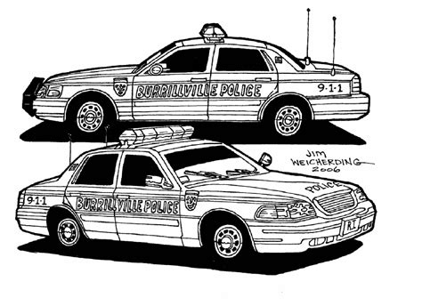 Police Cars Printable Coloring Page