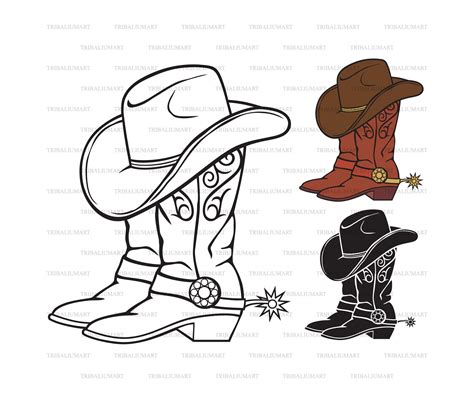 Cowboy Boots And Cut Files For Clip Art Silhouettes (eps, Svg, Pdf, Png ...