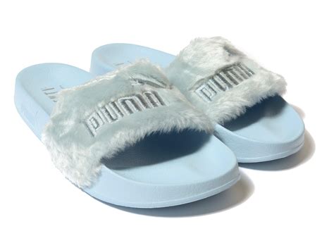 PUMA Fenty Fur Slides in Blue - Lyst