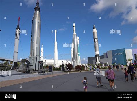 Rocket garden at Kennedy Space Center visitor complex Stock Photo - Alamy