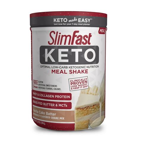 SlimFast Keto Meal Replacement Shake Powder, Vanilla Cake Batter, 12.2 ...