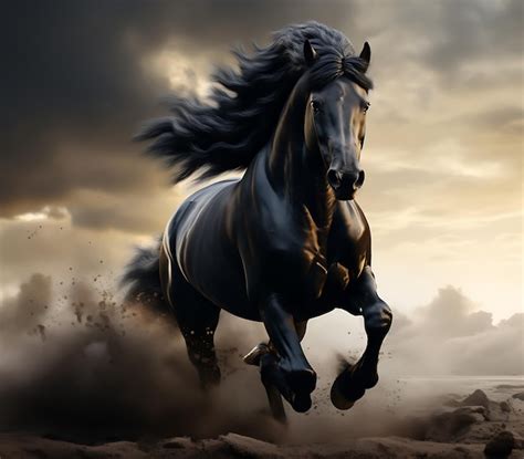 Premium Photo | Horse wallpaper 3d black fast luxary