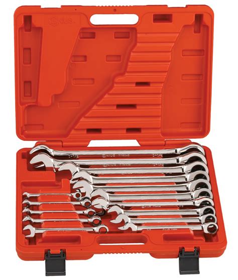 15 Piece SAE Combination Ratcheting Wrench Set - Genius