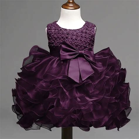 Summer Newborn Baby Girl Dress Purple Infant Princess Baptism Kids Dresses Clothes For Toddler ...