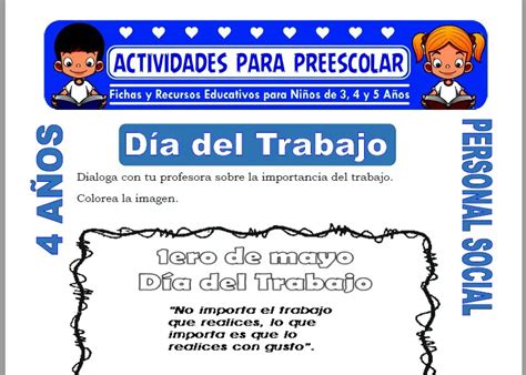 Día del Trabajo para Niños de 4 Años | Actividades para Preescolar – 2024