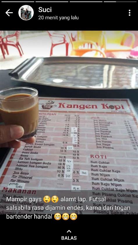 Menu at Cafe Kangen Kopi, Sungai Liat