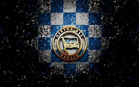 Download wallpapers Hertha FC, glitter logo, Bundesliga, blue white ...