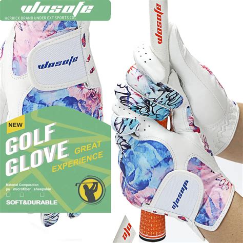 golf gloves women sheepskin a pair left and right breathable colorful ...