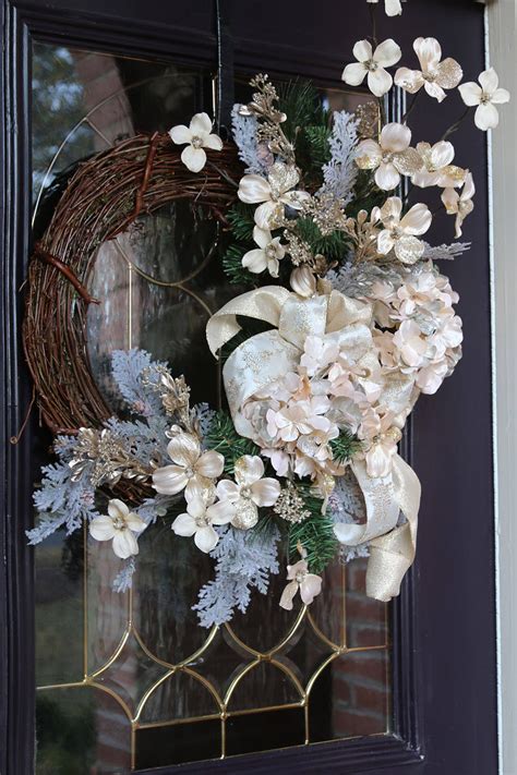 Elegant Christmas wreaths for front door Winter Hydrangea | Etsy