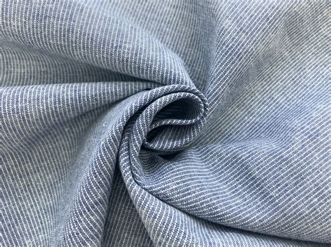 Cotton & Linen Chambray Stripe in Navy | B&J Fabrics