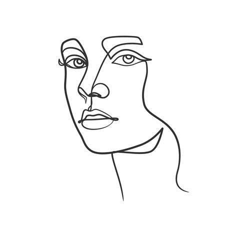 Continuous line drawing of woman face. One line woman portrait 6050473 ...