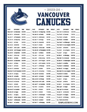 Printable 2023-2024 Vancouver Canucks Schedule