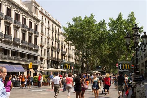 Famous La Rambla Busy Street in Barcelona, Catalonia, Spain Editorial ...