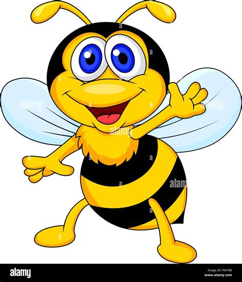 Cute dibujos animados de la abeja ondeando Imagen Vector de stock - Alamy