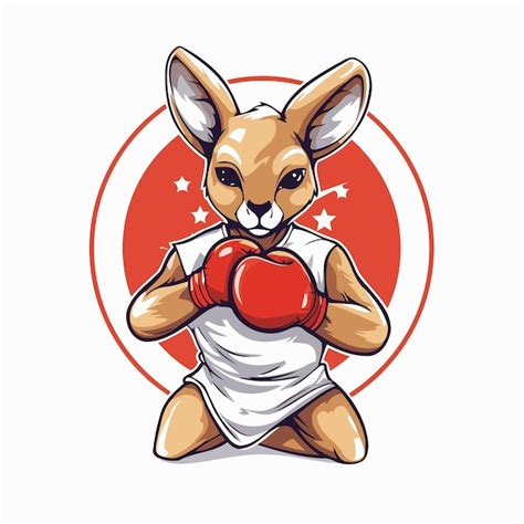 Premium Vector | Funny kangaroo in boxing gloves with heart vector illustration