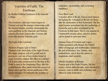 Varieties of Faith, The Forebears | Elder Scrolls | Fandom