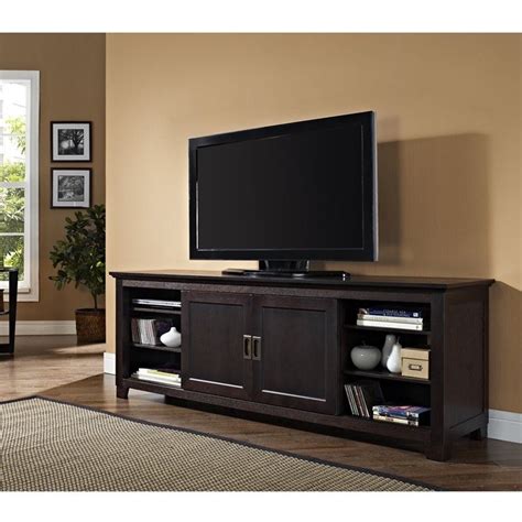 70" Wood TV Console with Sliding Doors in Espresso - W70C25SDES