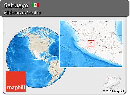 Free Shaded Relief Location Map of Sahuayo, highlighted country