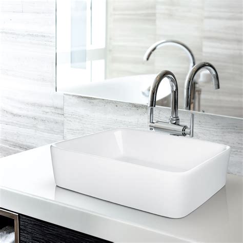 Miligore 19" x 15" Rectangular White Ceramic Vessel Sink - Modern Above ...