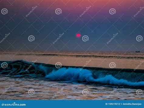 Sunrise Wave Puri Sea Beach,orissa Stock Photo - Image of horizon ...