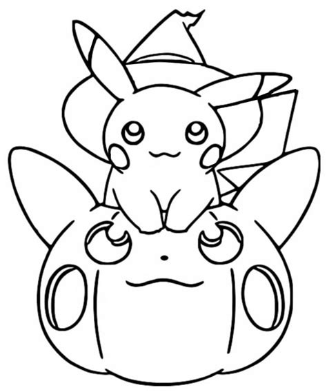 Coloring page Pokémon Halloween : Pikachu Pumpkin 4