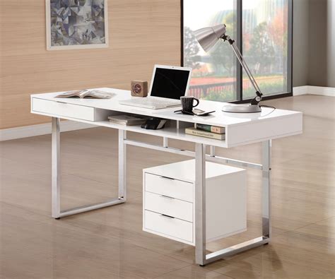 Whitman 4-drawer Writing Desk Glossy White - Coaster Fine Fu