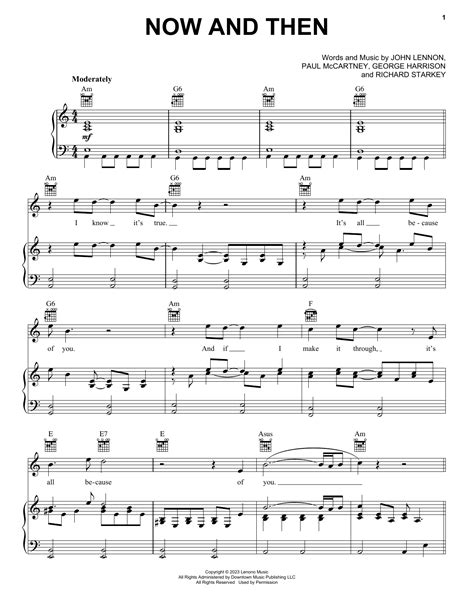 Now And Then by The Beatles Sheet Music for Piano, Vocal & Guitar Chords (Right-Hand Melody) at ...