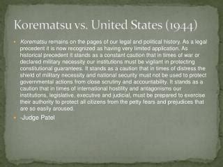 PPT - Korematsu v. United States (1944) PowerPoint Presentation - ID ...