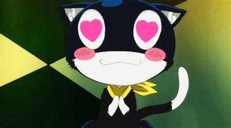 Persona 5 Strikers Mona Cat With Heart Eyes GIF | GIFDB.com