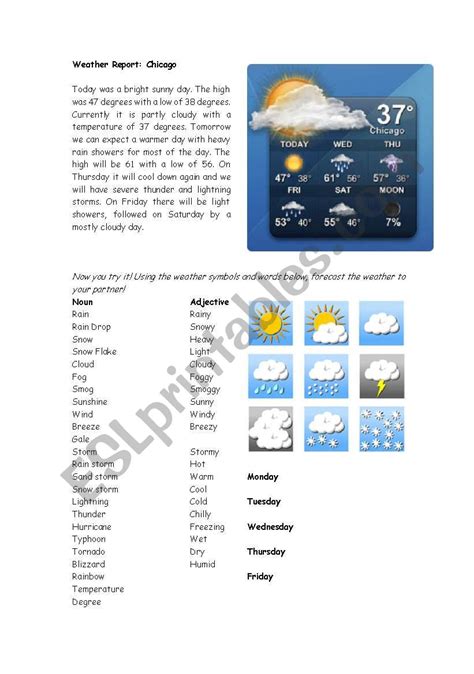 Weather Report - ESL worksheet by rwegner