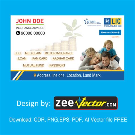 Insurance Agent Visiting Card Design - Vector Design - Cdr, Ai, EPS, PNG, SVG