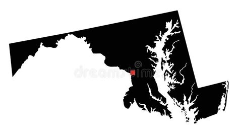 Detailed Maryland Silhouette Map. Stock Illustration - Illustration of ...