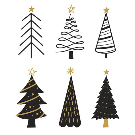 Premium Vector | Hand Drawn Modern Christmas Tree Collection