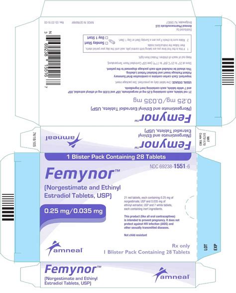 DailyMed - FEMYNOR- norgestimate and ethinyl estradiol