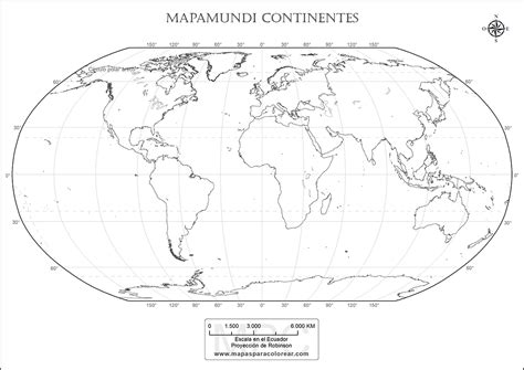 Mapamundi Con Nombres De Los Continentes