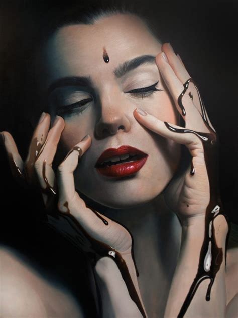 a painting of a woman holding her hands to her face