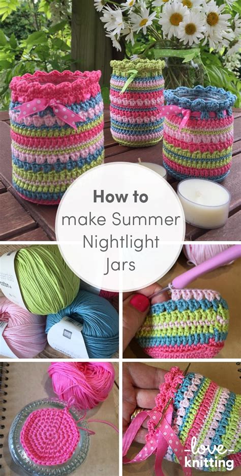 Crochet club: Summer nightlight jars | Crochet jar covers, Crochet candle, Crochet patterns