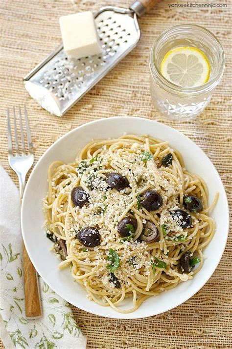 Mediterranean pasta with no cook olive sauce | Yankee Kitchen Ninja