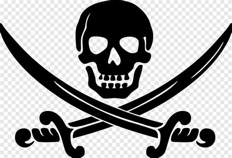 Piracy Jolly Roger Logo, pirate flag, silhouette, tattoo png | PNGEgg