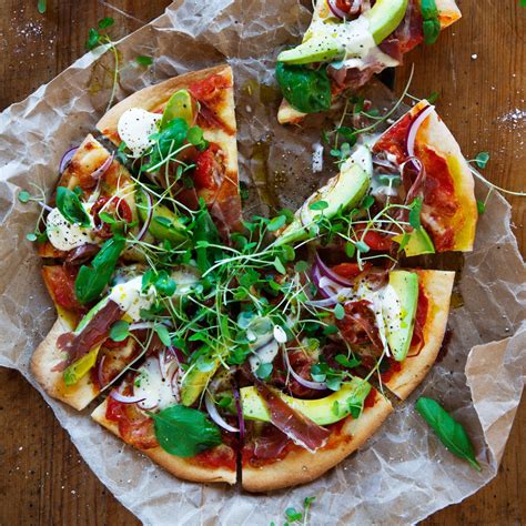 Avocado and prosciutto pizza - Nadia Lim