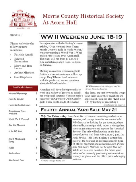 Morris County Historical Society Newsletter Spring 2011 | PDF | Morristown | Historic Preservation